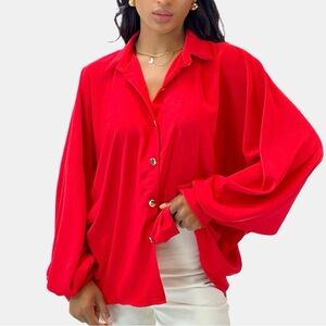 Hale Bob Vibrant Red Button Down Shirt